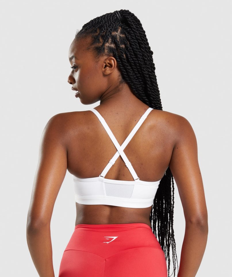 Women's Gymshark Ruched Sports Bra White | CA 0D7NA5